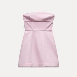 Elegant Short Pink Strapless Bow Dress